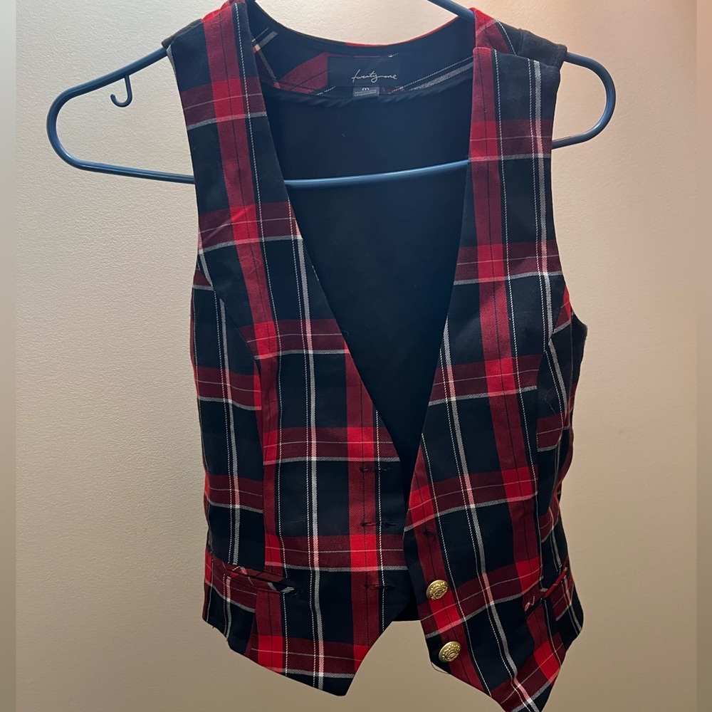 Twenty One Red and Black Plaid Vest